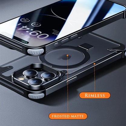 Aluminum Alloy Magnetic Stand: Sleek Rimless Case for iPhone