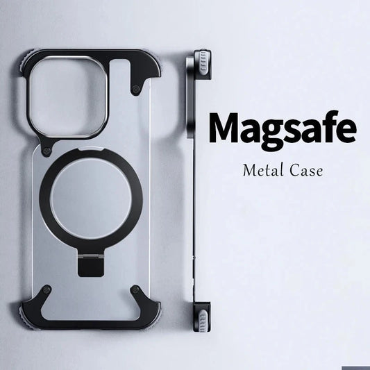 Aluminum Alloy Magnetic Stand: Sleek Rimless Case for iPhone